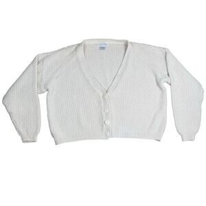 Vintage cream chunky cropped button up sweater size medium